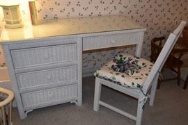 Child's wicker desk and chair