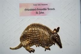 Articulated Armadillo Brooch by St. John