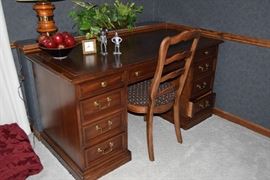 Beautiful desk with leather inlayed top
