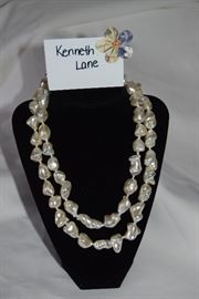 Kenneth Lane Faux Pearl Double Strand Necklace
