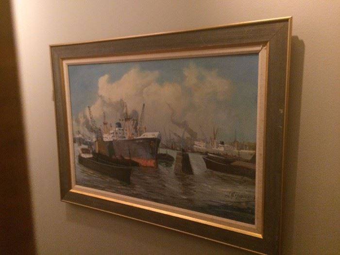 Beautiful Harbor Scene Painting