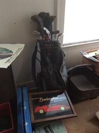 Golf clubs, Vintage Golf Set, Badminton set from the 60's never opened! Car pictures