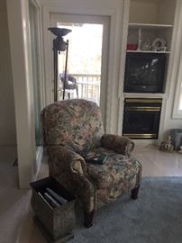 Floral recliner, one of a pair