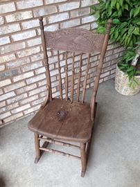 Rustic Antique Oak Rocking Chair