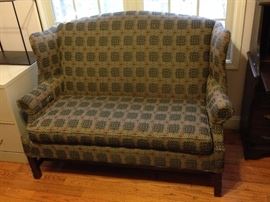 Black Squares Upholstered Wingback Loveseat