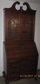 Wild Cherry Wood Cabinet...Finial is inside cabinet as ceiling was not high enough to put it on