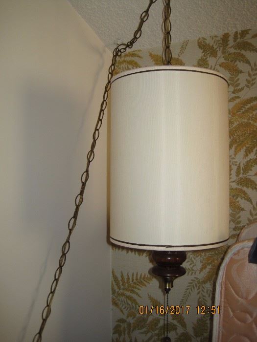 One of Pair Hanging Lamps