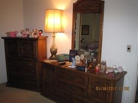 Dresser with mirror and matching tall boy