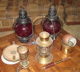 Maritime Items, Lanterns, telescope and navigation items