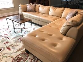 Bloomingdales Leather Sofa 128in. L x 90in. chaise x 38 deep