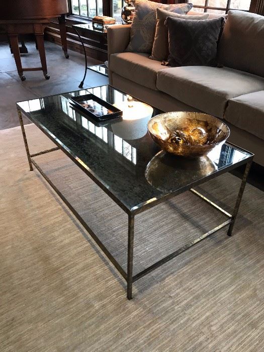 Lillian August Cocktail Table with Glass Mirrored Top 44in x 24in