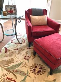 Mitchell Gold Chair and Ottoman and Wool Carpet