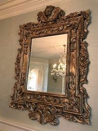 Gilt Mirror with Cherub Detail 46W x 67H