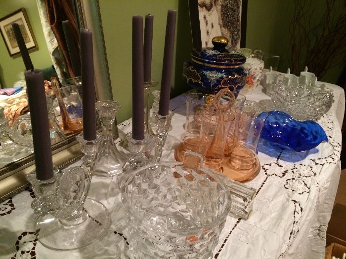 Grand crystal, art glass, even depression glass