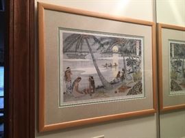 Jean-Paul Alaux Original Lithograph from "Tahiti-Visions Japonaises" series 1937. $95.