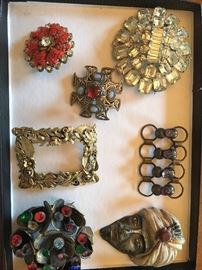 Sampling of some of the signed costume pieces. Weiss, Miriam Haskell, Miracle, Musi, Sterling Button Co, SW