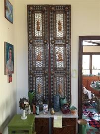 Each Door measures 17" x 79" tall - this picture shows the PAIR of doors. They are from a Monastery in Thailand. 