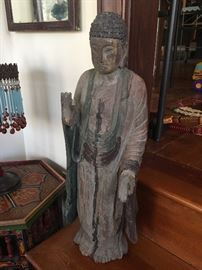 Chinese carved Polychrome Guanyin 24" tall