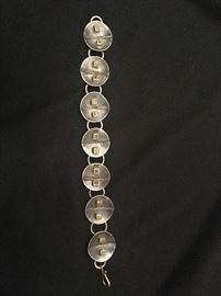 Todd Reed signed bracelet. Sterling & 18kt. 