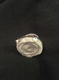 A large quartz ring from "The Berkley" Collection from Grimballs Jewelry "Bold Ring with Large Round Faceted Rutilated Quartz in 18ky bezel with sterling silver shank" size 7/7.5