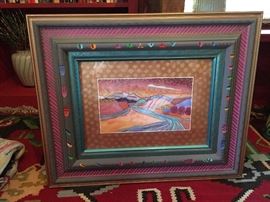 Fran Larsen, 18" x 22", 1991 Watercolor in hand colored and carved polychrome frame.