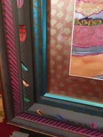 Fran Larsen, 18" x 22", 1991 Watercolor in hand colored and carved polychrome frame.