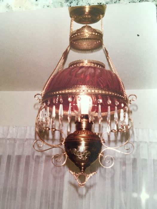 Antique oil lamp chandelier 