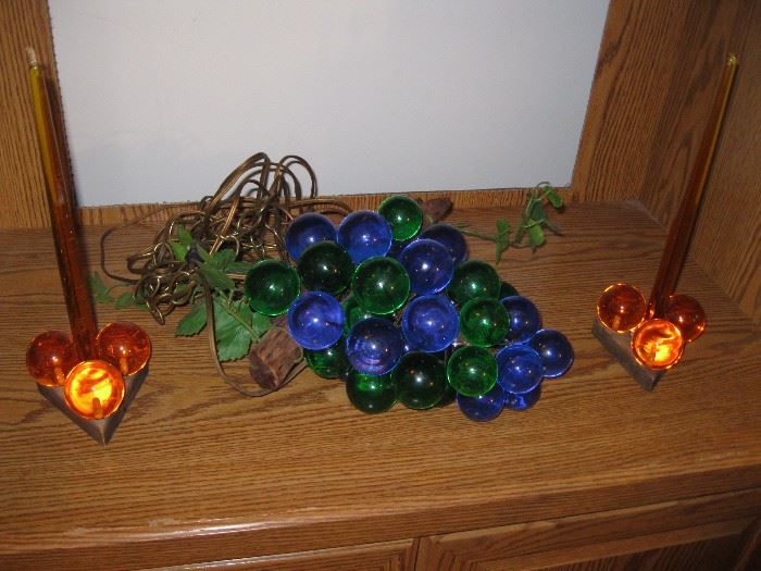 Vintage glass grapes, light and candle holders