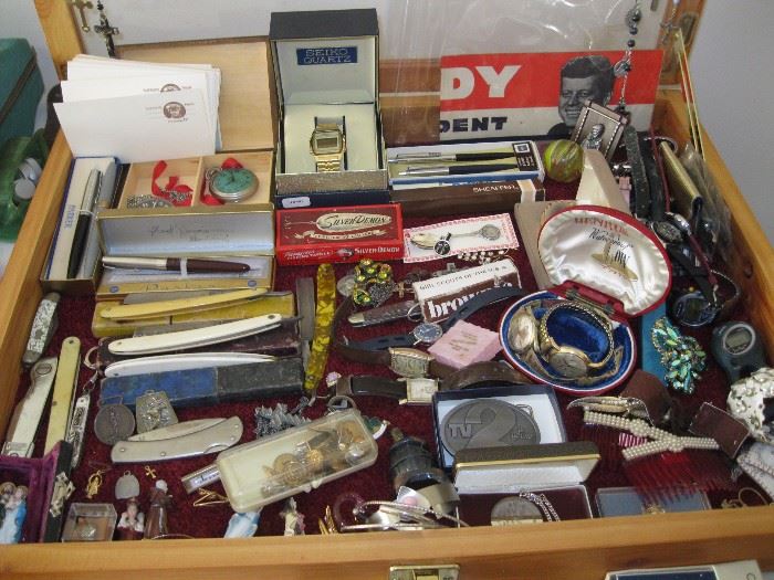 Sterling cub scouts ring, Parker pens, straight razors are just of few of the many neat items at this sale