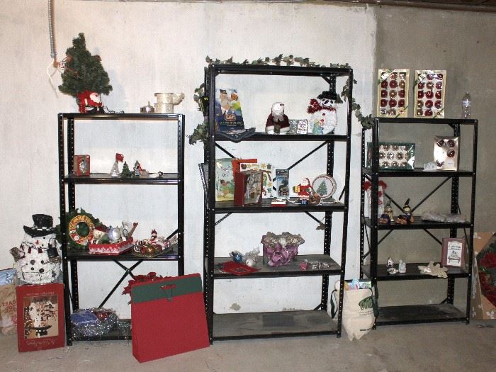 Metal racks and Christmas decor