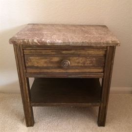 Antique nightstand with marble top