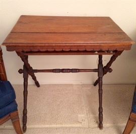 Closeup antique folding table