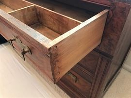 Top drawer of antique 3-drawer dresser