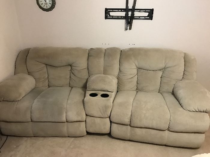 Suede  recliner couch