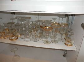 Stemware, etched and gilt