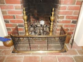 Unusual small brass fire fender- antique