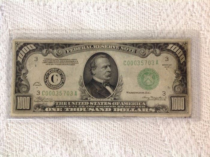 1934 Philadelphia 1000 Note
