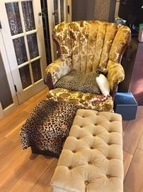 vintage chair, ottomans not for sale