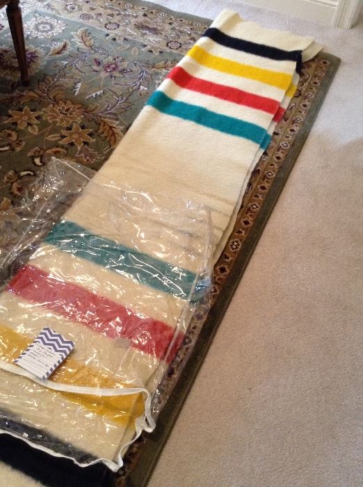 Vintage Hudson Bay 4 Point Full/Double Wool Blanket made in England!  The best of the best.  Another fun item to learn about on Google.  Love seeing the blankets when we come across them.