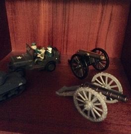 Vintage collectibles.  Love the ARMY jeep!