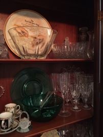 Vintage serving pieces and glassware 