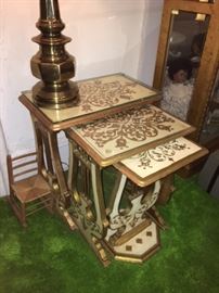 Vintage Inlaid Nesting Tables (2 matching sets)