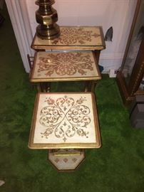 Vintage Inlaid Nesting Tables (2 matching sets)