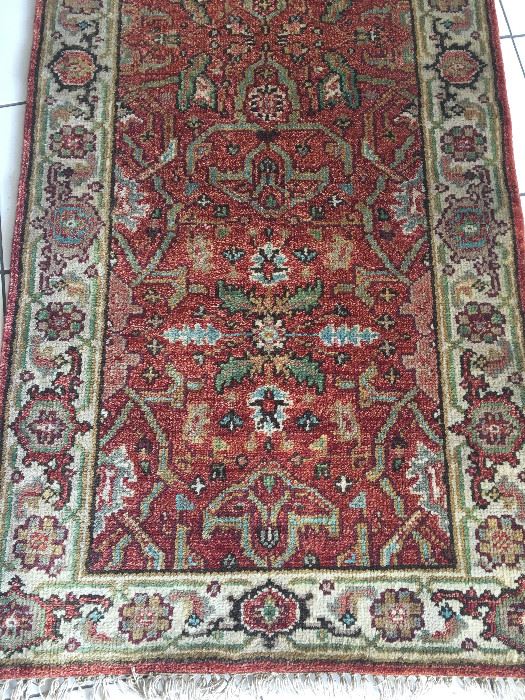 Hand knotted oriental wool rug - runner
