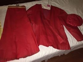 Vintage Dashi leather suit with matching hat