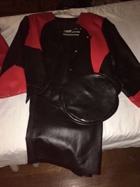 Vintage Dashi leather suit with matching hat