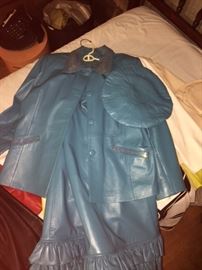 Vintage Dashi leather suit with matching hat