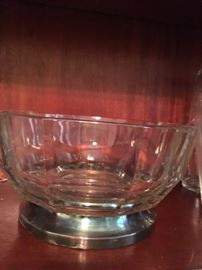Crystal bowl with silver plate base