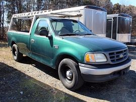 At 8PM: 2000 Ford F-150 Pickup Truck with 274,191 Miles; Triton V8 Engine; Green Exterior, Gray Cloth Interior; Pioneer Stereo with CD; Air Conditioning; Bed with Tuffliner. VIN: 1FTRF17W3YNC01640