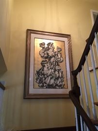 Yuroz - Very Large Custom Framed Art with 24K Golf Leafing